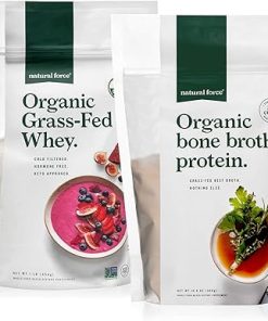 Natural Force Grass Fed Organic Whey Protein Powder Unflavored – 16 oz Pure Organic Bone Broth Protein Powder 10.8 oz