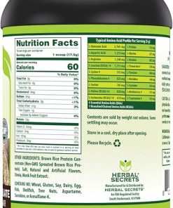 Herbal Secrets Brown Rice Protein Supplement | 3 Lb Powder | 12 Grams Protein per Serving | Vegan | Made in USA (3 Lb- Chocolate) 2