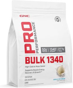 GNC Pro Performance Bulk 1340 Mass Gainer Protein Powder | Gluten Free | Banned Substance Tested | Packaging May Vary | Supports Muscle Energy- Recovery and Growth | Vanilla Ice Cream | 9 Servings