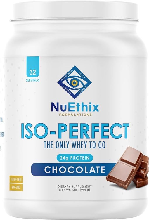NuEthix Formulations Iso-Perfect Whey Protein Isolate Powder with 24g Protein- Naturally Sweetened with Stevia