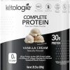 Complete Protein Keto Shake (Vanilla Cream) – 30g Protein with Whey & Milk Protein Isolate- Grass-Fed Hydrolyzed Collagen