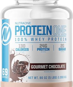 ProteinOne Whey Protein by NutraOne —Promote Recovery and Build Muscle with a Protein Shake Powder for Men & Women (Gourmet Chocolate – 5 lbs)