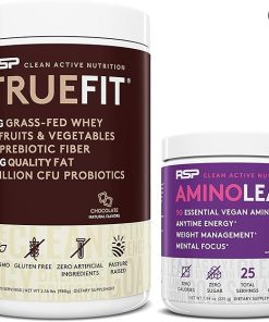 RSP NUTRITION Vegan AminoLean Pre Workout Energy (Acai 25 Servings) with TrueFit Protein Powder (Chocolate 2 LB)