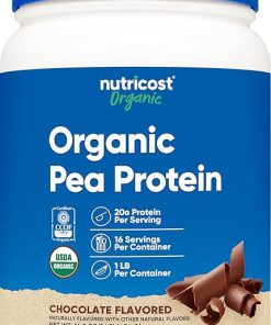 Nutricost Organic Pea Protein Powder (1 LB) Chocolate – Certified USDA Organic- Protein from Plants