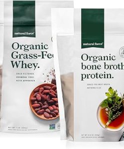 Natural Force Whey Protein Powder – Chocolate- 1 LB Pure Organic Bone Broth Protein Powder Unflavored