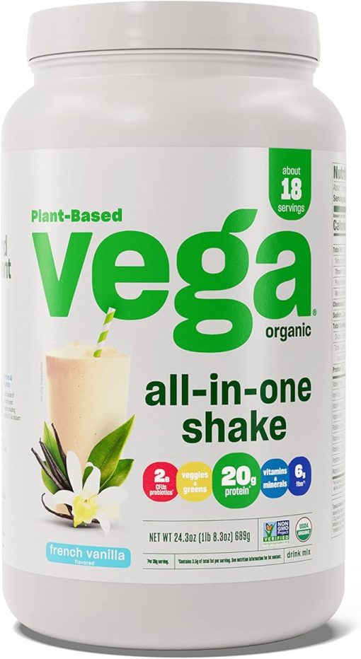 Vega Organic All-in-One Vegan Protein Powder & Protein and Greens Protein Powder- Vanilla - 20g Plant Based Protein Plus Veggies - Image 2