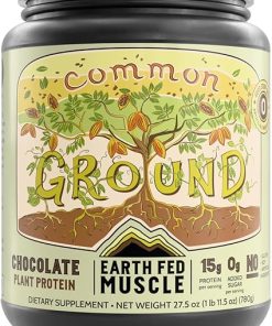 Earth Fed Muscle Common Ground Vegan Protein Powder- Chocolate Plant Based Protein with Organic Cocoa Powder & MCT Oil – Soy Free