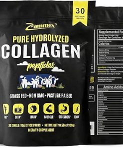 Zammex Premium Collagen Peptides Powder- 30 Sticks Travel Packets(Type I
