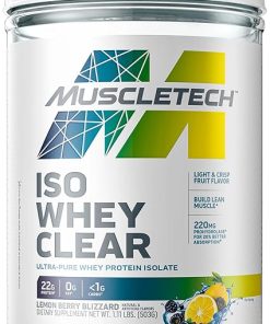 Whey Protein Powder MuscleTech Clear Whey Protein Isolate Whey Isolate Protein Powder for Women & Men Clear Protein Drink 22g of Protein- 90 Calories Lemon Berry Blizzard