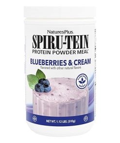 NaturesPlus SPIRU-TEIN- Blueberries & Cream – 1.12 lb – Plant-Based Protein Powder – Vitamins & Minerals for Energy – Vegetarian