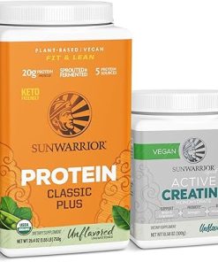 Sunwarrior Vegan Protein Powder | Unflavored- 30 Servings & Creatine Monohydrate Powder | Unflavored