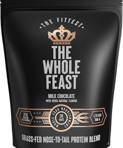 The Fittest Whole Feast Beef Protein Powder – Milk Chocolate – Nose to Tail Carnivore Blend Including Liver- Colostrum and Whole Bone – BCAAs – 14g Collagen