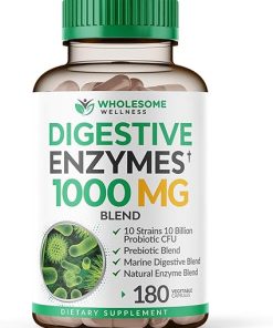 Wholesome Wellness Digestive Enzymes 1000MG Plus Prebiotics & Probiotics Supplement + Multi Collagen Protein Powder Hydrolyzed (Type I II III V X) Bundle 2