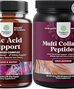 Natures Craft Bundle of Uric Acid Vitamins and Hydrolyzed Collagen Peptides Protein Powder – Provides Support for Muscle Recovery and Kidney Support