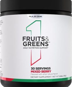 Rule 1 Fruits & Greens Powder – 40+ Active Ingredients Including 4g Fruit & Vegetable Concentrates + 2g Prebiotic Fiber for Daily Wellness (30 Servings- Mixed Berry)