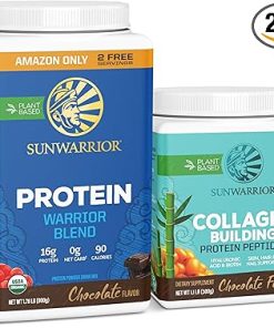 Sunwarrior WarriorBlend Organic Protein Powder 32 Servings Chocolate Flavored & Vegan Collagen Building Powder 20 Servings Chocolate Flavored