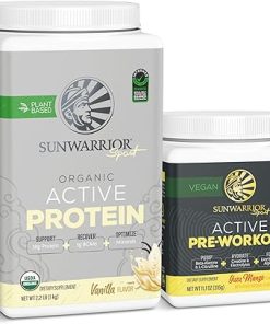 Sunwarrior Vegan Protein Powder USDA Organic | 20 Servings- Vanilla Flavored & Pre-Workout Powder | 30 Servings