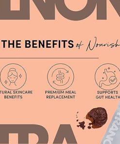 Tranont Nourish GOS Prebiotic Meal Replacement Shake | Brownie Batter Flavor | 14.3 oz | Supports Gut Health & Skin Care | Packed with Vitamins & Minerals | Vegan | Protein Powder | Vitamin C and B 2