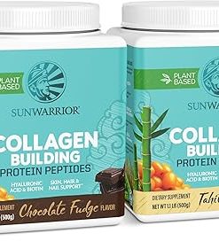 Sunwarrior Vegan Collagen Peptide Building Powder with Hyaluronic Acid | 20 Servings Chocolate & Vanilla Flavored