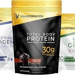 Transformation Chocolate Protein Powder | 30G Multi-Protein Superblend+ Grass-Fed Hydrolyzed Collagen Peptides Powder- Hair- Skin