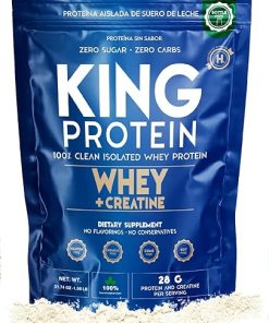 Clean Unflavored Whey Isolate Protein Powder with Creatine | 23g plus 5g Creatine & Organic BCAA per Serving | 100% Natural | No Carbs | Preservatives- GMO