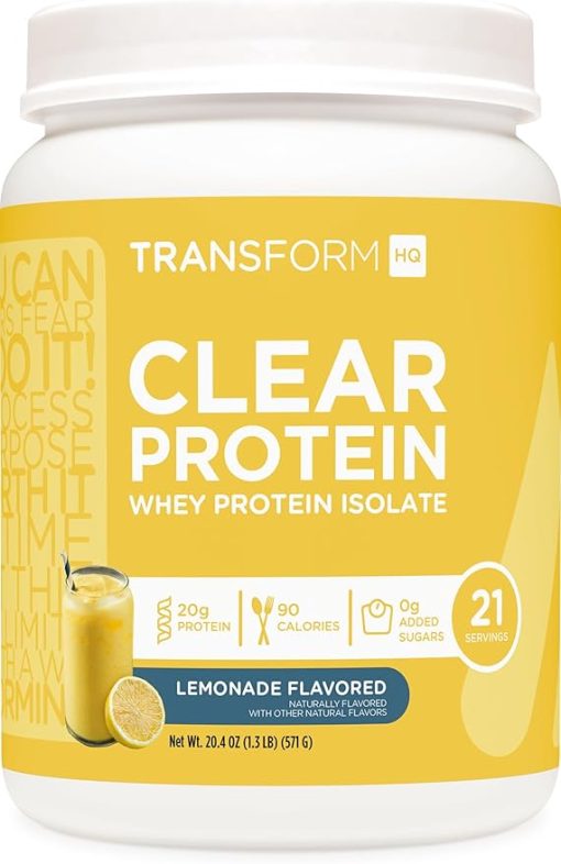 TransformHQ Clear Whey Protein Isolate (WPI) (Lemonade Flavored) 21 Servings - 20 Grams Protein Per Serving