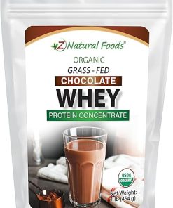 Organic Chocolate Whey Protein Powder Concentrate – Grass Fed & Raised in USA – Non GMO- Gluten Free & Undenatured – No Sugar Added