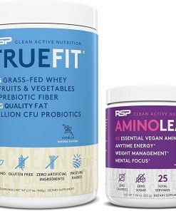 RSP NUTRITION Vegan AminoLean Pre Workout Energy (Acai 25 Servings) with TrueFit Protein Powder (Vanilla 2 LB)