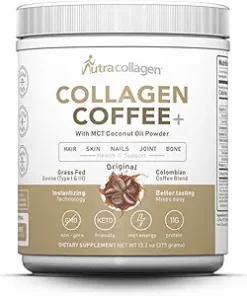 Peptide Protein Powder with Premium Columbian Coffee; Grass-Fed; Keto Friendly- MCT Coconut Oil Powder