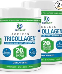 BioTrust Tri Collagen Powder – 3-in-1 Hydrolyzed Collagen Peptides Powder (Types I- II