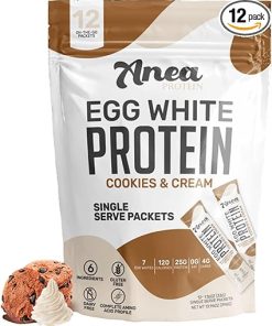 Anea Egg White Protein Powder | 25g Protein | Dairy Free | Gluten Free | Fat Free | Amino Acids | High Biological Value | 12 Servings (12 Servings (Pack of 1)- Cookies & Cream)