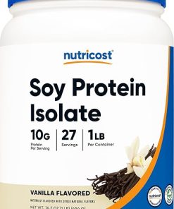 Nutricost Soy Protein Isolate Powder- 1 LB Vanilla – 10 Grams of Protein Per Serving