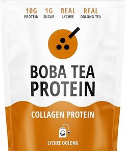 Boba Tea Protein Lychee Oolong Flavored Collagen | 30 Servings | Grass-Fed Hydrolyzed Bovine Collagen Powder for Men and Women | Promotes Hair- Nail