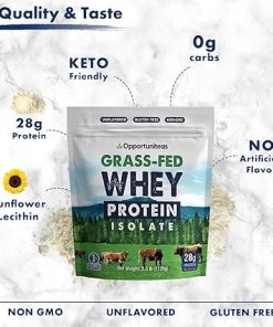 Opportuniteas Grass Fed Whey Protein Isolate Powder – 28g Unflavored & Vanilla Protein Protein Without Artificial Sweeteners- Hormone-Free Happy Cows – Un-denatured 2