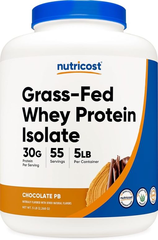 Nutricost Grass-Fed Whey Protein Isolate (Chocolate Peanut Butter- 5LBS) - Non-GMO