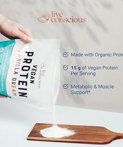 Live Conscious Vegan Pea Protein Powder – Vanilla Dream Flavor | Plant-Based Vegan Protein Blend – Pea- Brown Rice 2