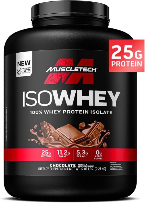 MuscleTech ISO Whey Isolate Protein Powder- Chocolate - Post Workout Gym Supplement for Lean Muscle Gain