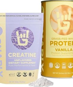 Gnarly Nutrition Creatine Powder- Unflavored (16.05oz) and Gnarly Whey Grass-Fed Protein Supplement