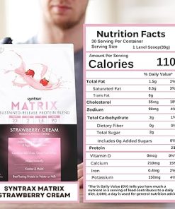 Syntrax Bundle: Matrix Protein Powder 2.0 Sustained-Release Casein Protein and Whey Protein Powder – Instant Mix Strawberry Cream Protein Powder Flavor- 2lbs with Worldwide Nutrition Keychain 2