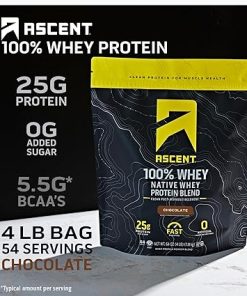 Ascent 100% Whey Protein Powder- Chocolate 4 lb & Hydration + Energy Electrolytes 2