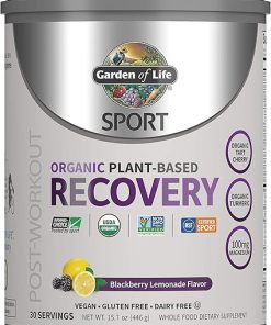 Garden of Life Sport Vegan Organic Plant Based Post Workout Muscle Recovery Powder for Men & Women – BlackBerry Lemonade 30 Servings- 100mg Magnesium