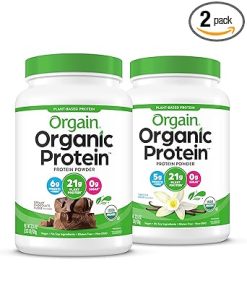 Orgain Organic Vegan Protein Powder- Vanilla Bean + Chocolate Fudge – 21g Plant Based Protein (2.03 Lb Each)