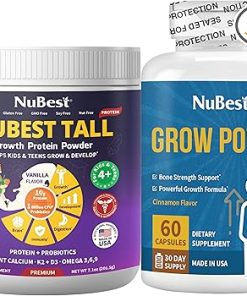 Bundle Kids & Teens Height Growth & Bone Strength with Vanilla Vegan Protein Powder with Probiotics- Calcium