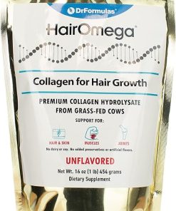 DrFormulas HairOmega Collagen for Hair Growth Protein Powder- Peptides from Bovine Collagen Hydrolysate – Unflavored/Tasteless