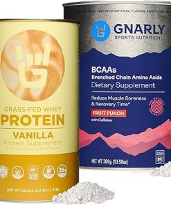Gnarly Nutrition Gnarly Whey Grass-Fed Protein Supplement- Vanilla (32.0oz) BCAAs Fruit Punch (10.58oz)