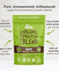 BodyMe Organic Vegan Protein Powder Blend | Raw Cacao | 2.2lb 1kg | UNSWEETENED with 3 Plant Proteins 2