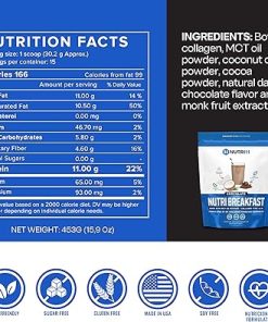 NutriBreakfast by Nutrillermo/Keto Protein Chocolate Collagen Powder with MCT Oil/MCT Oil Powder with Collagen/Keto Collagen Peptides Powder with Grass-Fed Bovine Collagen Type I & III 2