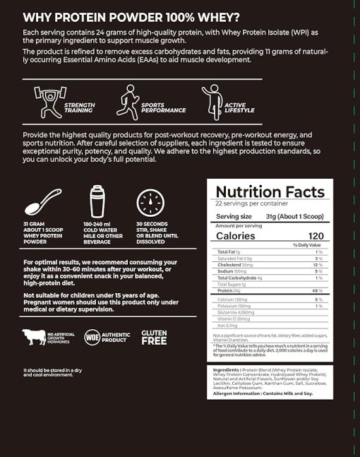 Whey Protein Powder Whey Isolate Gluten-Free 100% Protein Powder Sports Fitness Gold Standard 100% Gold Standard whey Protein 22 Servings - Image 2