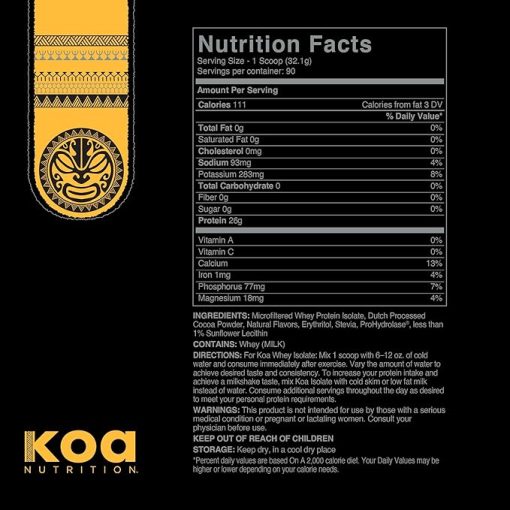KOA WARRIOR Whey Protein Isolate | Performance Driven- Pure Protein Isolate with BCAAs and No Artificial Flavors or Sweeteners - Chocolate - 6lb Bag - Image 2