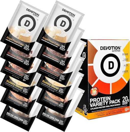 Devotion Nutrition Protein Powder Packets Variety Pack – 6 Flavors – Gluten Free- Keto Friendly